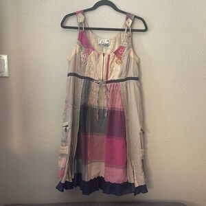 Desigual Size 38 dress. Whimsical design. Sleeveless loop/button shoulder. Boho.